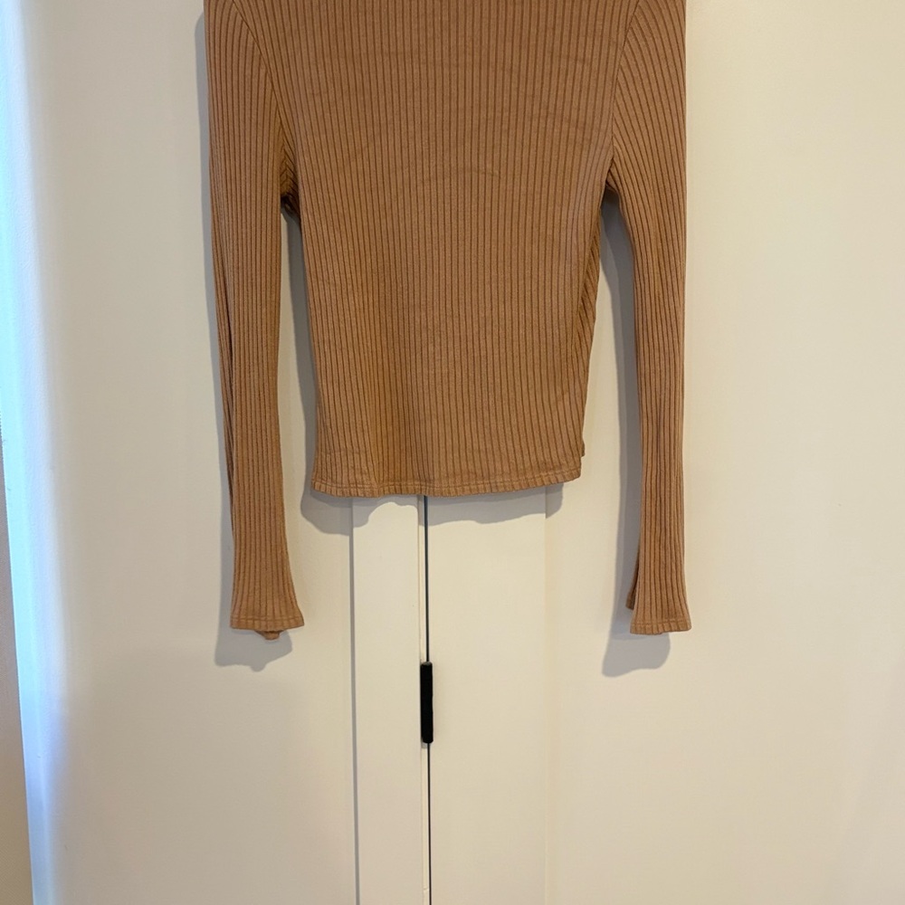 Reformation Tan Ribbed Button-Up Cardigan - Picture 3 of 4